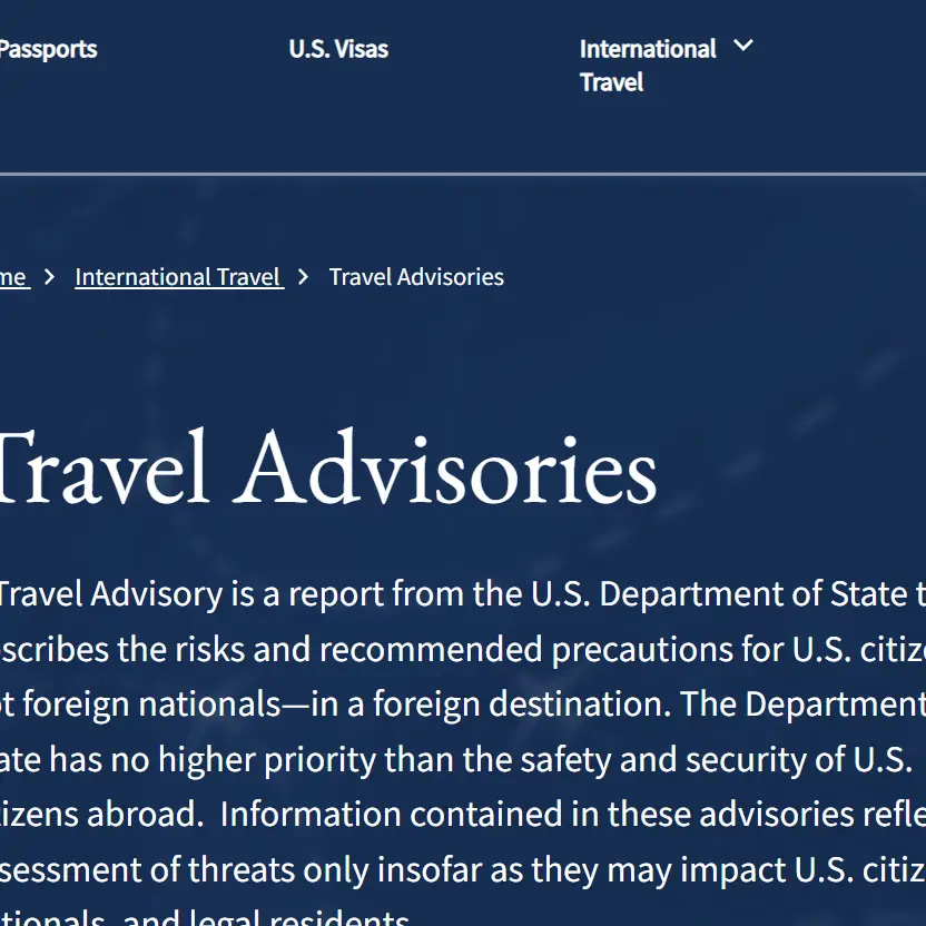 Travel Advisory Website Link Image